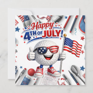 Golf 4th of July Independence Day Holiday Card