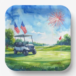 Golf 4th of July Party with American Flag Paper Plates