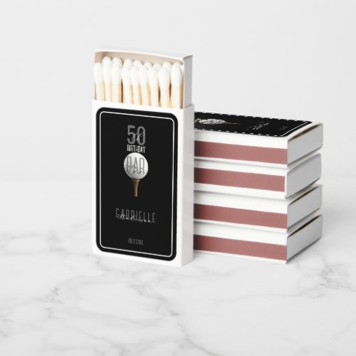 Golf 50 Birthday Golfer Milestone Elegant Party Matchboxes