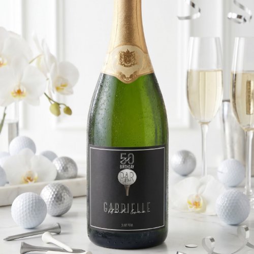 Golf 50 Birthday Golfer Milestone Elegant Party Sparkling Wine Label