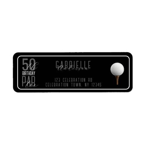 Golf 50th Birthday Black Elegant Par-Tee Address  Label