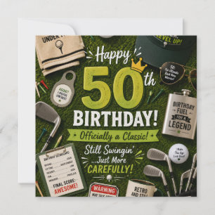 Golf 50th Birthday Card for Golfer on the Green