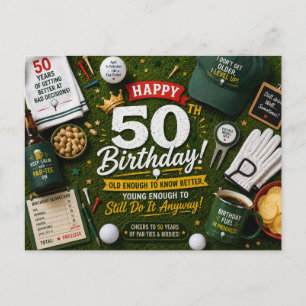 Golf 50th Birthday for golfer humorous golf saying Postcard