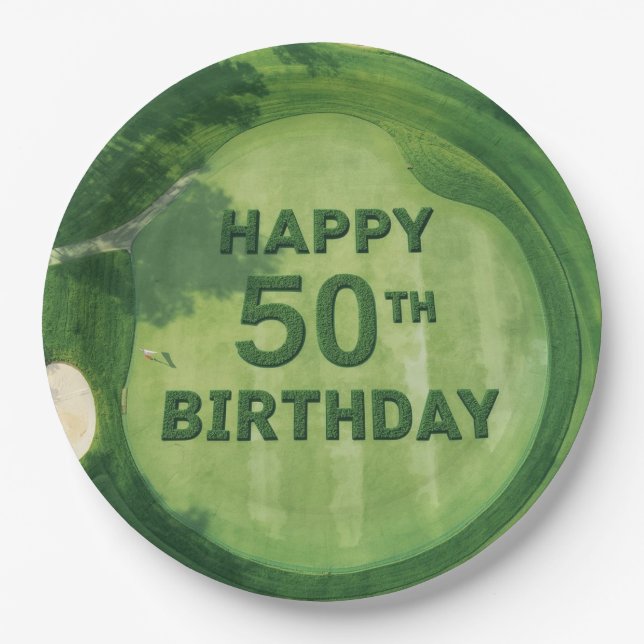 Golf 50th Birthday for golfer  Paper Plates (Front)