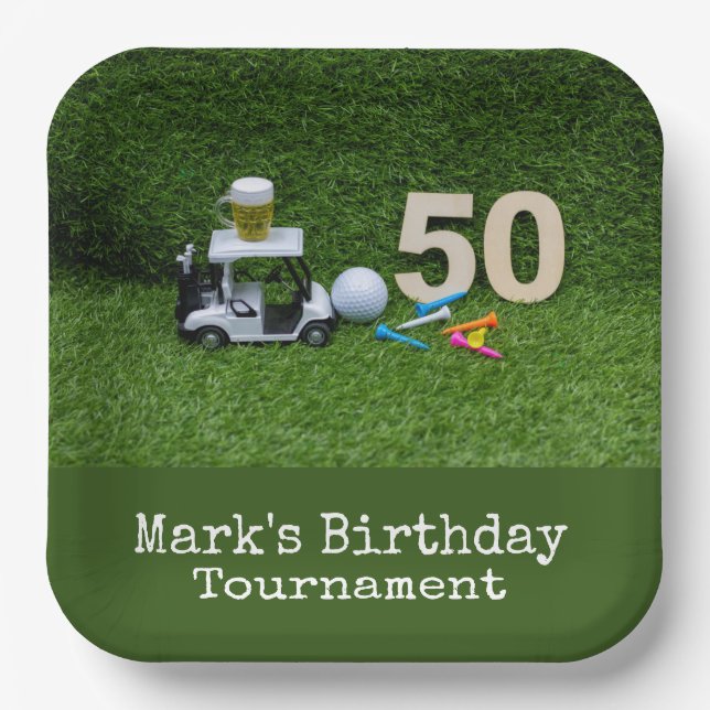 Golf 50th Birthday for golfer  Paper Plates (Front)