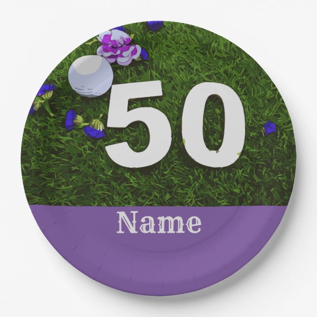 Golf 50th Birthday for golfer  Paper Plates (Front)