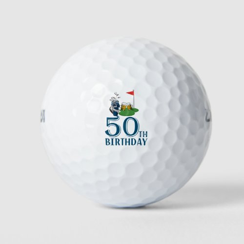 golf 50th Birthday for golfer with beer Golf Balls