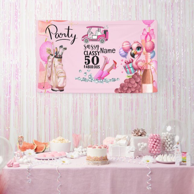 Golf 50th Birthday for woman golfer Banner (Party)