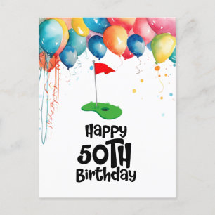 Golf 50th Birthday "Golden Swing: Celebrating Postcard