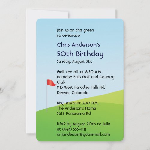 Golf 50th birthday invitation