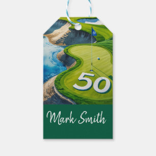 Golf 50th Birthday on Golf Course  Gift Tags