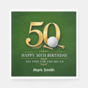 Golf 50th Birthday on green Napkins