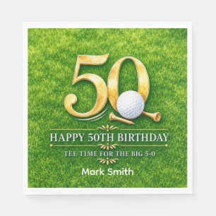Golf 50th Birthday on green Napkins