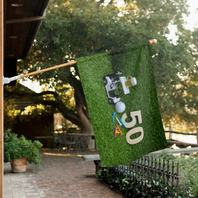 Golf 50th Birthday Party for Golfer House Flag (In SItu)