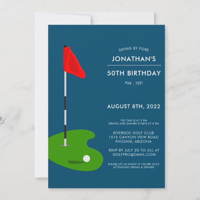 Golf 50th Birthday Party Invitation (Front)