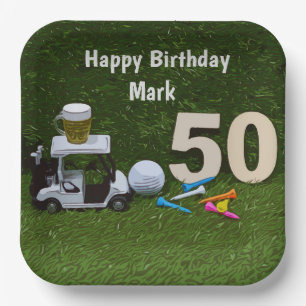 Golf 50th Birthday to golfer Paper Plates