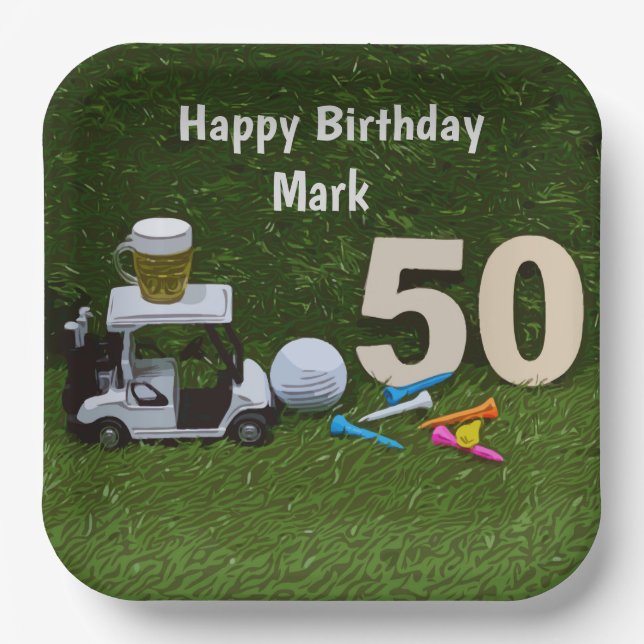 Golf 50th Birthday to golfer  Paper Plates (Front)