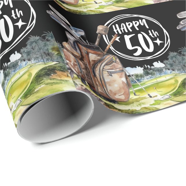 Golf  50th Birthday  to golfer Wrapping Paper (Roll Corner)