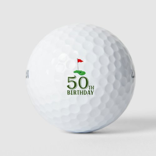Golf 50th Birthday  to You with Golf Flag  Golf Balls