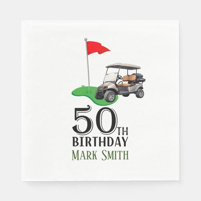 Golf 50th Birthday  to You with Golf Flag  Napkins (Front)