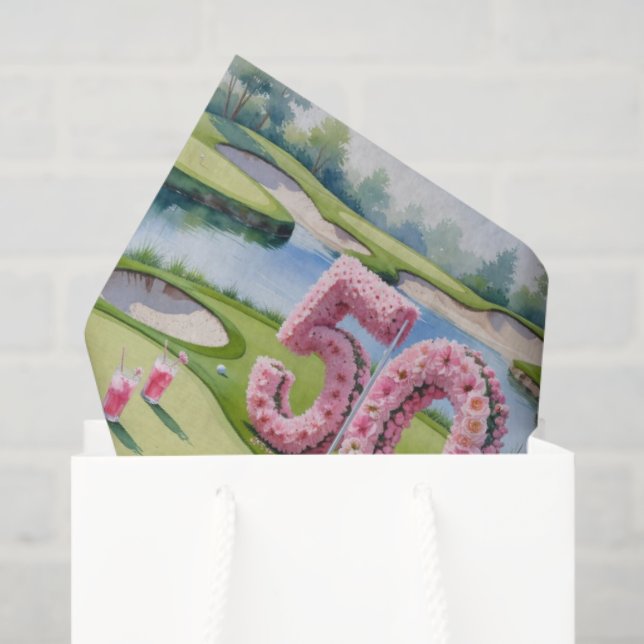 Golf 50th Birthday with Number for Golfer Tissue Paper (Gift Bag)