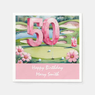 Golf 50th Birthday with Number for Woman golfer  Napkins