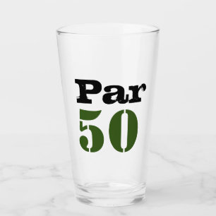 Golf 50th Birthday with number par fifty Glass