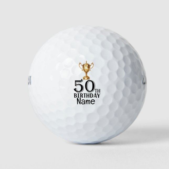 Golf 50th Birthday with winner cup Golf Balls (Front)