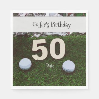 Golf 50th Golfer's Birthday with balls on green Napkins