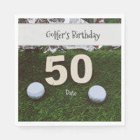 Golf 50th Golfer's Birthday with balls on green Napkins