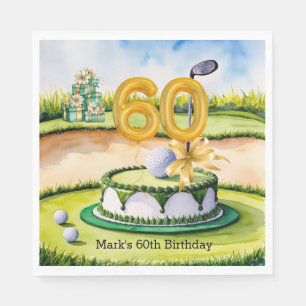 Golf 60th Birthday Cake for Golfer Party with name Napkins
