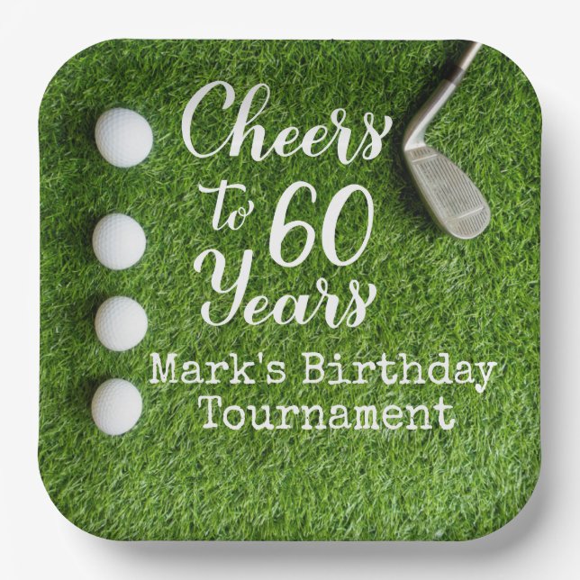 Golf 60th Birthday for golfer  Paper Plates (Front)