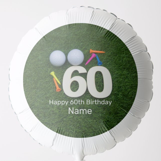 Golf 60th Birthday Golfer with golf ball and tees Balloon (Front)