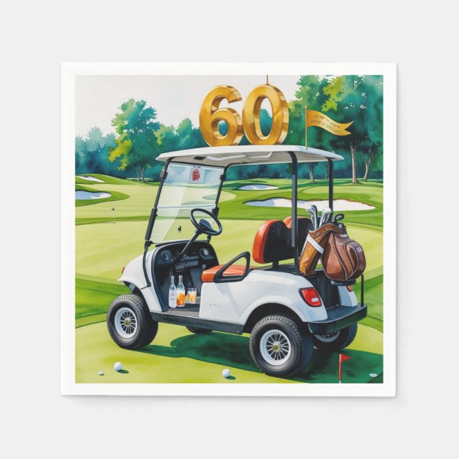 Golf 60th Birthday Par tee Golfer Party Napkins (Front)