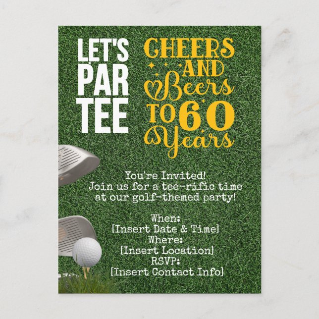 Golf 60th Birthday Party for Golfer  Postcard (Front)
