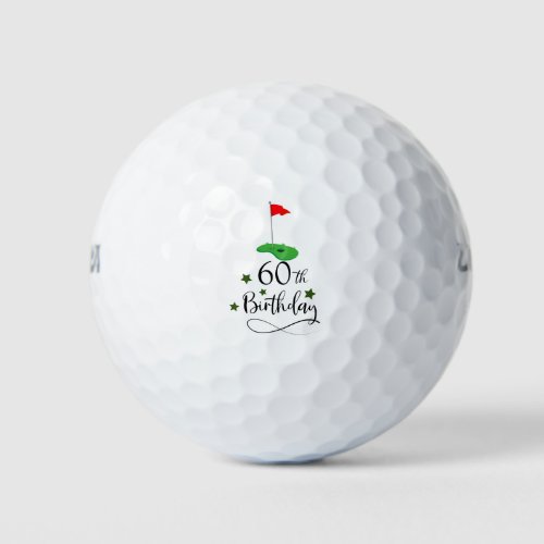Golf 60th Birthday  to You with Golf Flag  Golf Balls