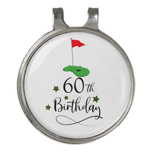 Golf 60th Birthday  to You with Golf Flag  Golf Hat Clip