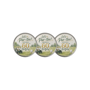 Golf 60th Birthday with golf cart on green Ball Marker