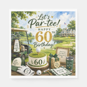 Golf 60th Birthday with golf cart on green Napkins