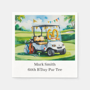 Golf 60th Birthday with Golf Cart on putting Green Napkins