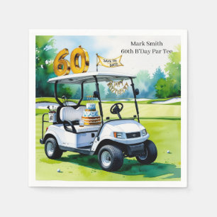 Golf 60th Birthday with Golf Cart on putting Green Napkins