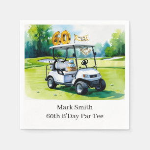 Golf 60th Birthday with Golf Cart on putting Green Napkins