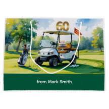 Golf 60th Birthday with golf cart   watercolor