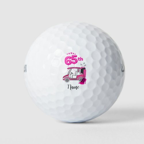 Golf 65th Birthday woman golfer pink theme Party  Golf Balls