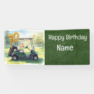 Golf 70th Birthday Banner with Golf Cart,