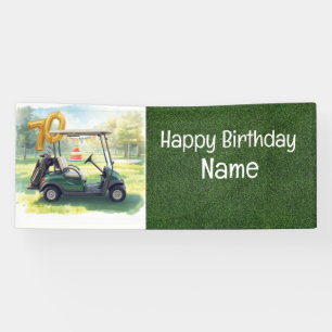 Golf 70th Birthday Banner with Golf Cart,
