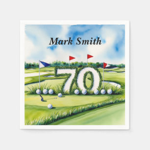 Golf 70th Birthday for golfer Napkins