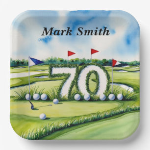 Golf 70th Birthday for golfer  Paper Plates
