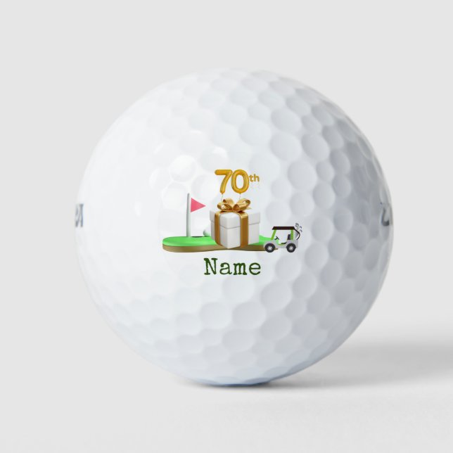 Golf 70th Birthday for golfer with golf flag Golf  Golf Balls (Front)