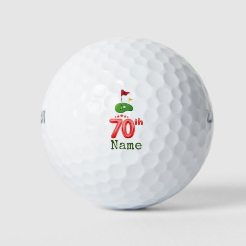 Golf 70th Birthday for golfer with golf flag Golf  Golf Balls